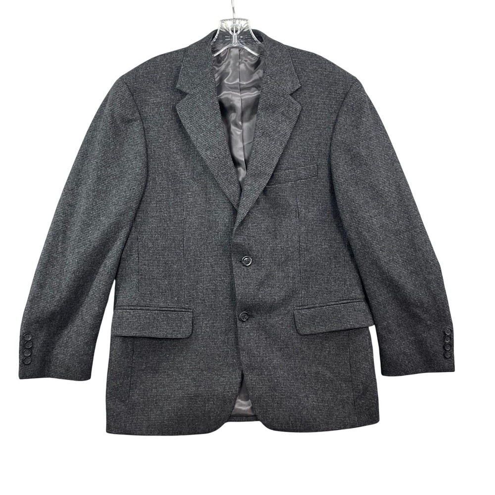Chereskin Blazer Mens 38S Charcoal Grey Micro Check Two Button Sport Coat Jacket